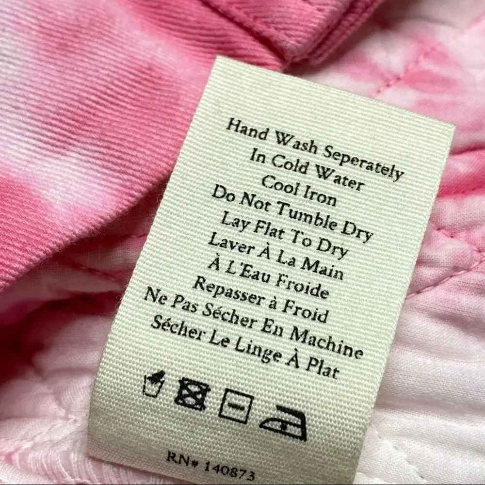 LoveShackFancy Adelade Hibiscus Hand Dye Pink Oversized Quilted Jacket Medium - Picture 14 of 15